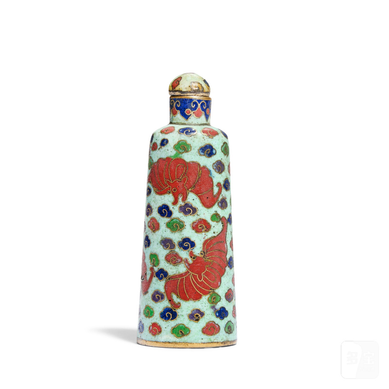 十八/十九世紀 掐絲琺琅蝠紋鼻烟壺 | A CLOISONNÉ ENAMEL 'BATS' SNUFF BOTTLE - 图2
